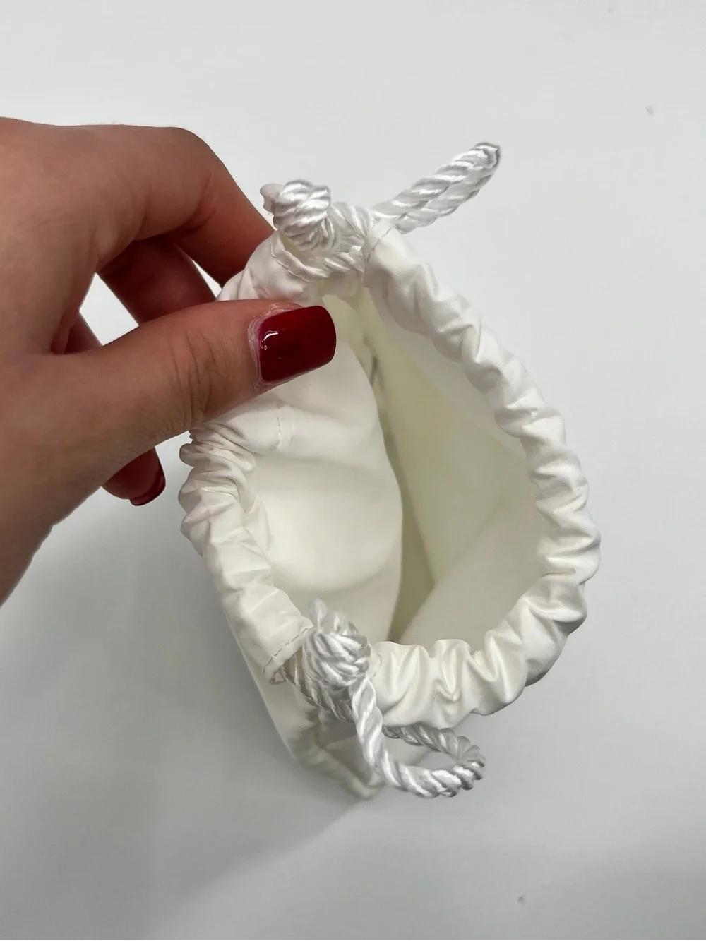 Chanel Le Blanc White Satin Drawstring Pouch dust bag designer packaging